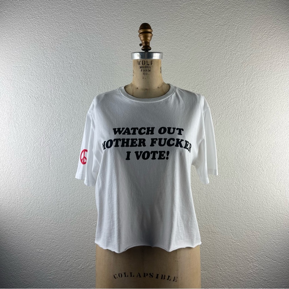 MOTHER l S The Cooler Cutoff Watch Out MF I Vote Political Graphic Crop T-Shirt